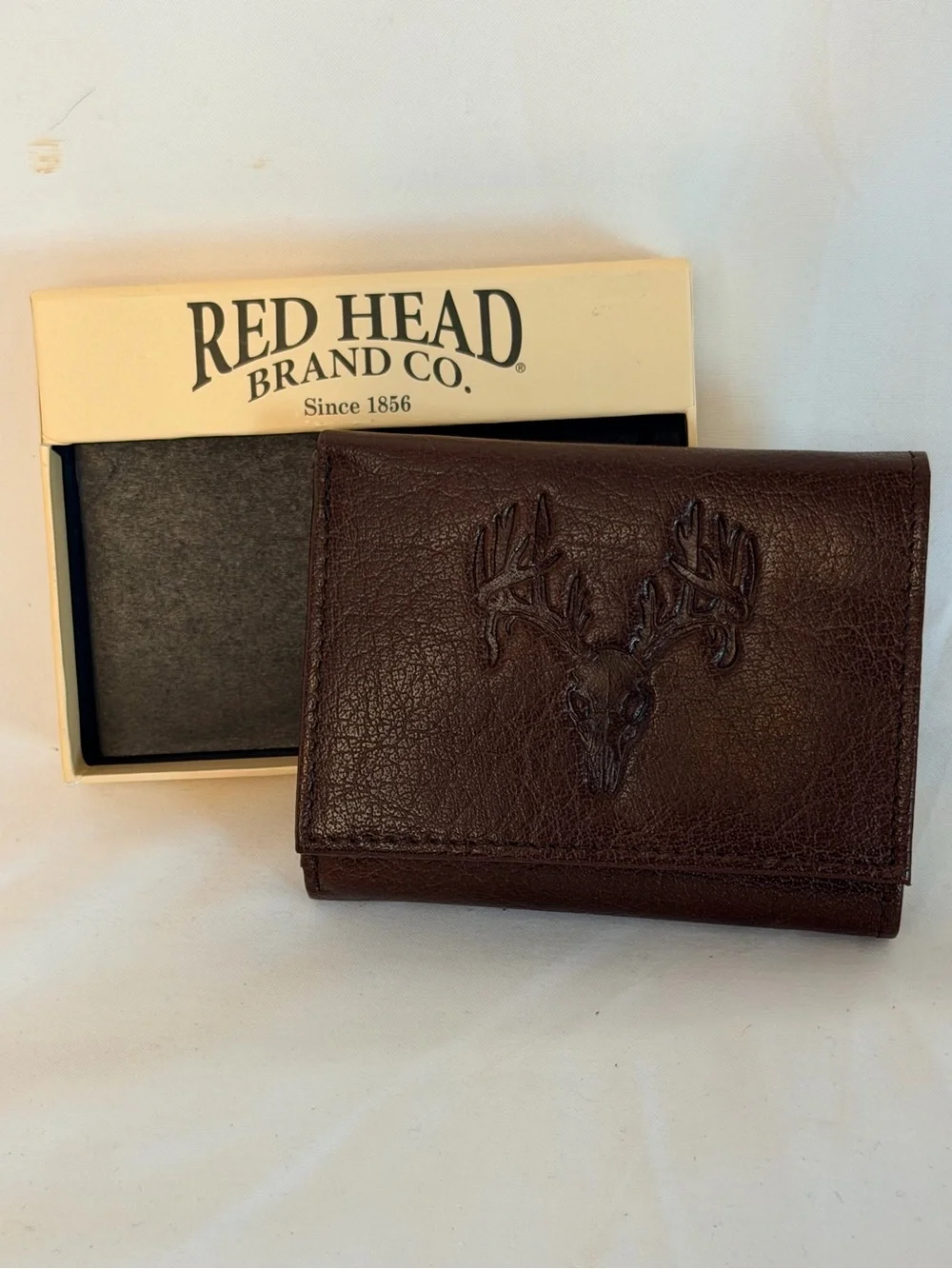 RedHead Brown Leather Bi-Fold Wallet with Embossed Deer